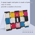 thumbnail image 3 of Yayeee Toggle Light Switch Wall Plate 3-Gang 6.37"x4.48" Decorative Outlet Cover, White Checkered Pattern, 3 of 7