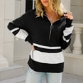 thumbnail image 6 of Xcmzpl Women's Zip Up Sweatshirts Casual Color Block Crewneck Sweatshirt Oversized Sweater Tops Cotton Long Sleeve T-shirts Winter Fashion, 6 of 7
