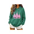 thumbnail image 3 of Zynoxe Hooded Sweatshirt Women with Kangaroo Pocket Drawstring Pullover Hoodie Realxed Long Sleeve Print Sweatshirts Fashionable Christmas Sweatshirts for Women #C Green M, 3 of 6
