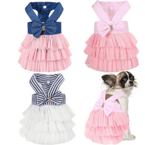 Dog Dresses for Small Puppy Clothes for Girl Dogs Cute Harness Dress Female Pet Skirt Clothes Bow Knot Breathable Tutu Dresses Pink Costume Clothing Outfit for Dog Cat