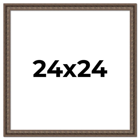 24x24 Ornate Brown Real Wood Picture Frame Width 1.5 Inches | Interior Frame Depth 0.5 Inches |