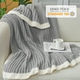 thumbnail image 5 of Snuggle Sac Reversible Ribbed Throw Blanket Fuzzy Knit Blanket for All Season, Gray, 50*60", 5 of 5