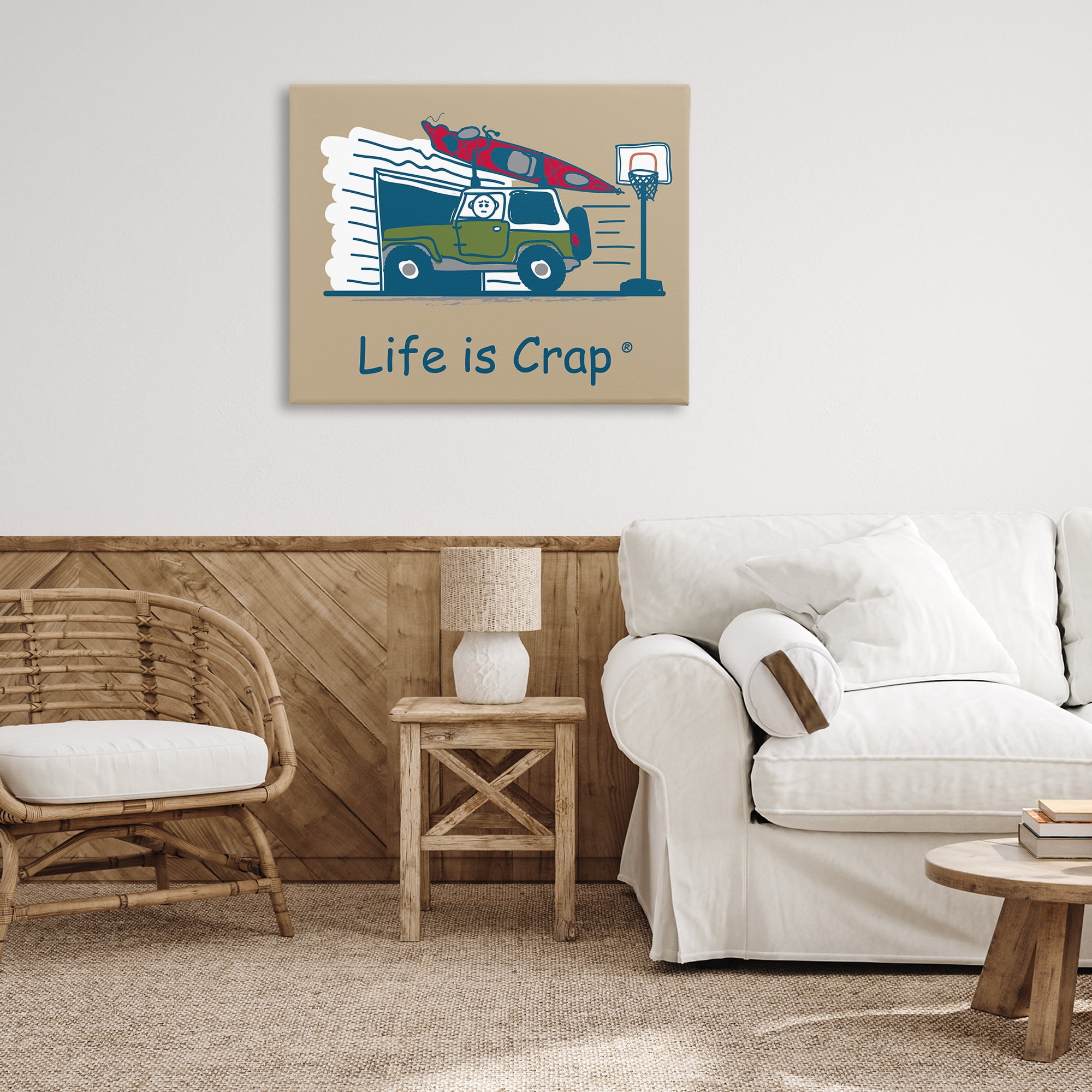 Stupell Industries Kayak and Garage Novelty & Humor Painting Wrapped Canvas Art Print Wall Art, 40 x 30