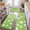 thumbnail image 2 of Green Daisy Flower White Blooms Pattern Kitchen Rugs Sets Of 3,Kitchen Runner Rugs Non Skid Washable,Decorative Kitchen Floor Mats for Kitchen,Sink,Laundry,17"x30"+ 17"x47" + 17"x59", 2 of 6