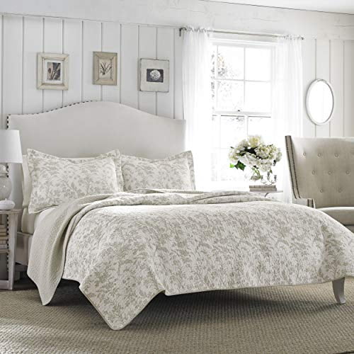 Laura Ashley Home Amberley Collection Luxury Premium Ultra Soft Quilt Set,  Comfortable & Stylish, Seasons, Twin, Biscuit