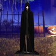 thumbnail image 2 of Cape de Costume de Sorcier Cosplay Halloween avec Capuche pour Femmes Hommes Fête 150cm, 2 of 7