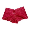 thumbnail image 2 of Women's Elegant Lace Boyshorts Breathable Hollow Out Underwear With Comfort Fit Design, L, Red, 2 of 3