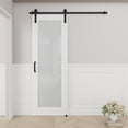 thumbnail image 2 of 28" x 96" Frosted Glass and Manufactured Wood White Sliding Barn Door with Installation Hardware Kit(No Assembly Required), 2 of 8