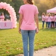 thumbnail image 5 of Pink Breast Cancer Awareness Shirts Women October Inspirational Pink T-Shirts Short Sleeve V-Neck Casual Tee Tops, 5 of 7