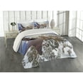 thumbnail image 2 of Ambesonne American Quilted Coverlet 3 Pcs, Bald Eagle Landscape, King Size, White Brown, 2 of 4