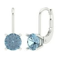 thumbnail image 2 of 2 Ct Round Cut Drop Dangle Natural Swiss Blue Topaz 18K White Solid Solid Gold Everyday Dainty Earrings Lever Back, 2 of 7