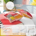 thumbnail image 2 of 3 Piece Pink Red Orange Duvet Cover Set Twin Size,Microfiber Comforter/Quilt Cover with Corner Ties and 2 Pillowcases,Modern Abstract Oil Painted Geometric All Season Soft Bedding with Zipper Closure, 2 of 8
