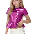 thumbnail image 1 of EGNMCR Short Sleeve Round-Neck Blouses & Shirts Children's Spring And Summer Solid Color Festival Of Carnival Party Festival Performance Costumes Round Neck T-shirt Top For Kids Children polyester top, 1 of 5