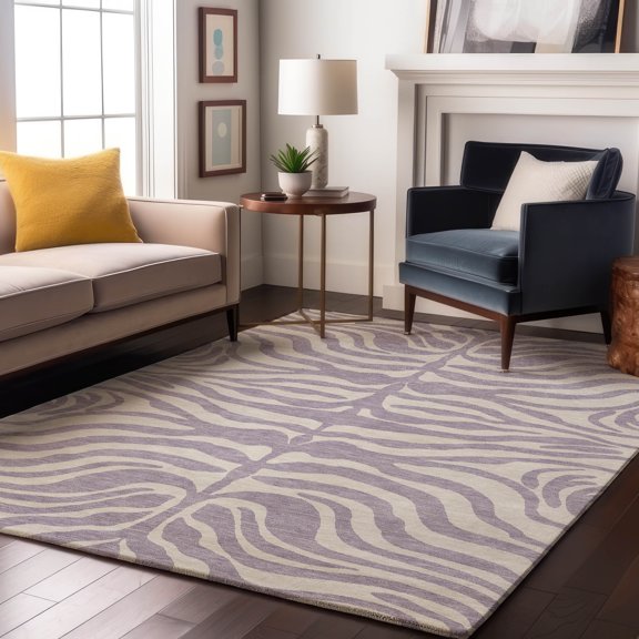 Addison Rugs Mayfield Premium Machine Washable Transitional Animal Print Lavender Rectangle Rug, 8' x 10'