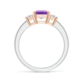 thumbnail image 2 of ANGARA Natural 1.5 ct Amethyst and Diamond Three Stone Ring in 14K White & Rose Gold for Women (Size-8x6mm) | February Birthstone, Anniversary, Jewelry Gift for Women | Natural Amethyst Ring, 2 of 8