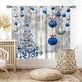 thumbnail image 3 of Christmas Curtains for Living Room, Xmas Merry Christmas Tree Fir Twigs Ball New Year Winter Snow Holiday Party Decor Silver Blue Window Drapery for Bedroom Kitchen Bathroom Nursery Home, 55x39 Inch, 3 of 5