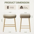 thumbnail image 4 of AFO Bar Stools (Set of 3) - Counter Height Saddle Seat with Thick PU Leather & Sturdy Metal Frame, Backless for Kitchen Island, Dining and Cafe, Lightcoffee, 4 of 9