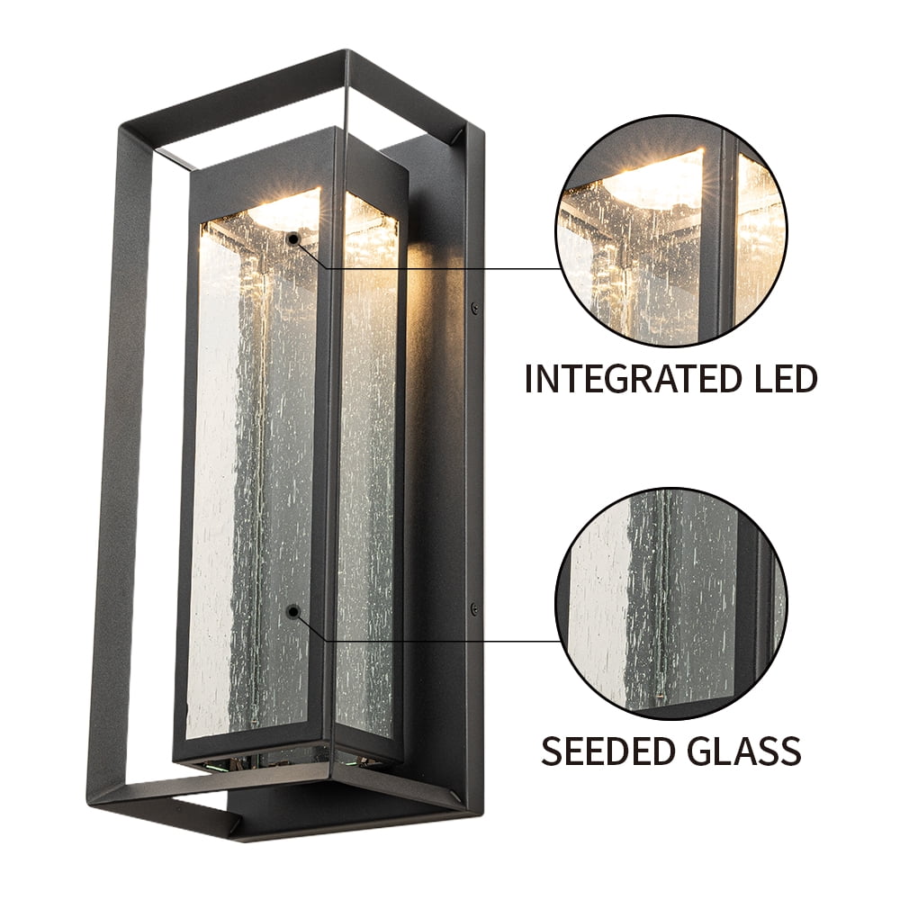 Modern outdoor led wall sconce with seeded glass