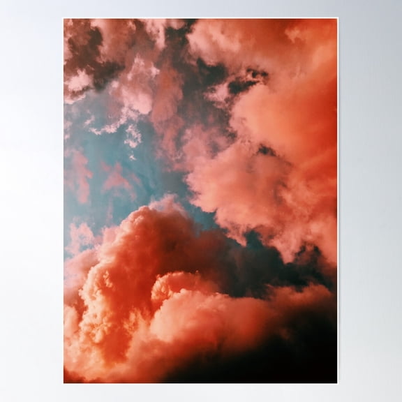 Warm Pink And Orange Clouds Abstract Poster Wall Art, Modern Wall Decor For Living Room Bedroom, 8x12 UNFRAMED