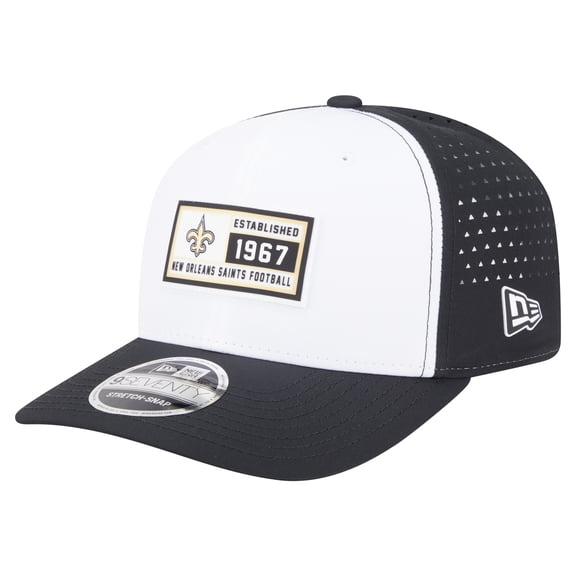 Men's New Era White/Black New Orleans Saints Established Patch 9SEVENTY Adjustable Hat