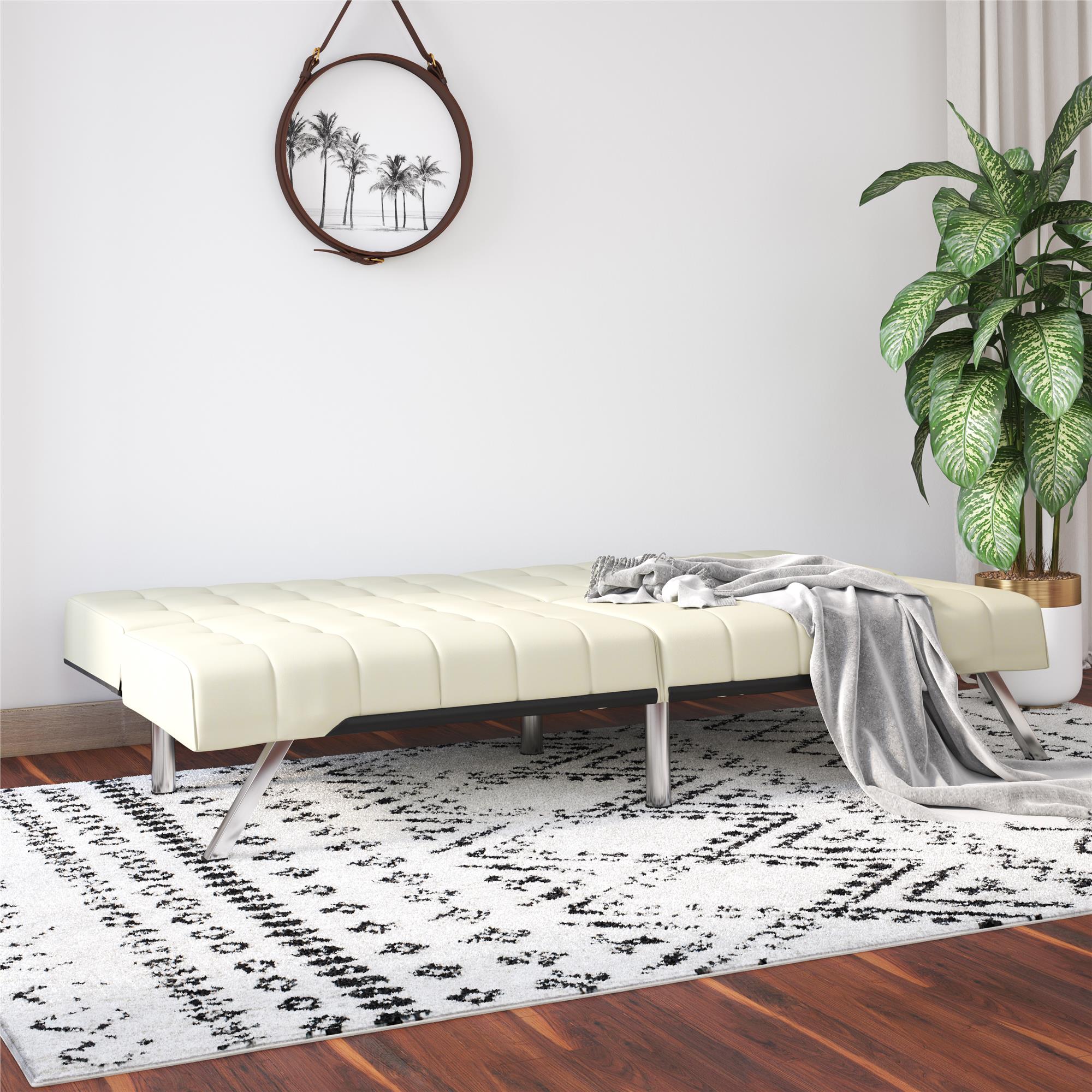 DHP Emily Convertible Tufted Futon Sofa, Vanilla Faux Leather - image 3 of 21
