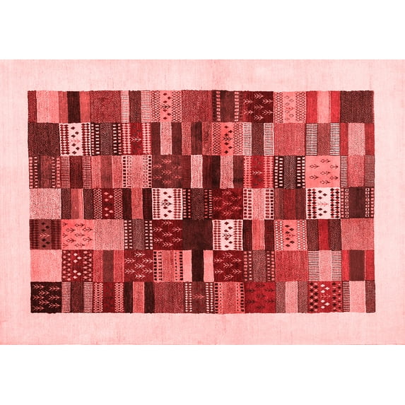 Ahgly Company Indoor Rectangle Solid Red Modern Area Rugs, 8' x 12'