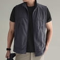 thumbnail image 2 of YFNNUP Big and Tall Men's Golf Vest Lightweight Casual Sleeveless Jacket Outerwear Windproof Water Resistant Grid Lining Vests with Zipper Pockets Dark Gray,XL, 2 of 7