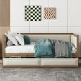 thumbnail image 3 of Euroco Upholstered Daybed with 2 Drawers, Full Size Nailhead Sofa Bed for Living Room, 3 of 8