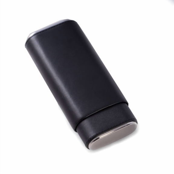 Bey-Berk International C253B Black Leather with Chrome Accent & Cedar Lined Telescoping Three Cigar Holder
