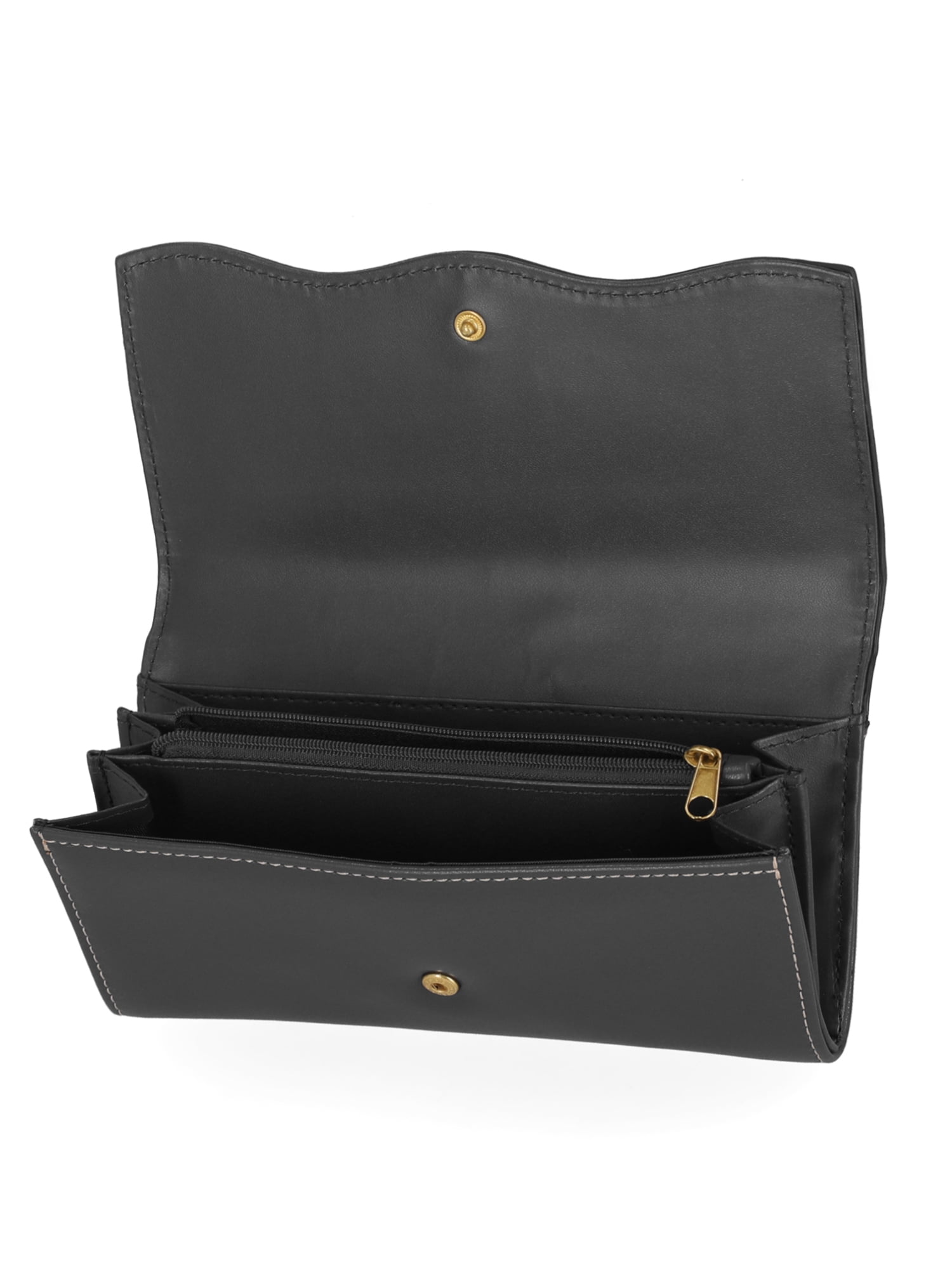 Free Assembly Women's Avery Cut Out Clutch Wallet, Black and Cream