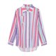 thumbnail image 1 of Blusas de manga larga enrolladas con estampado de rayas y cuello en V para mujer Pompotops FGAJ15387, 1 of 1