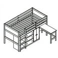 thumbnail image 4 of Euroco Wood Twin Size Loft Bed Frame with 3 Drawers, Portable Desk and Shelves for Kids, 4 of 12