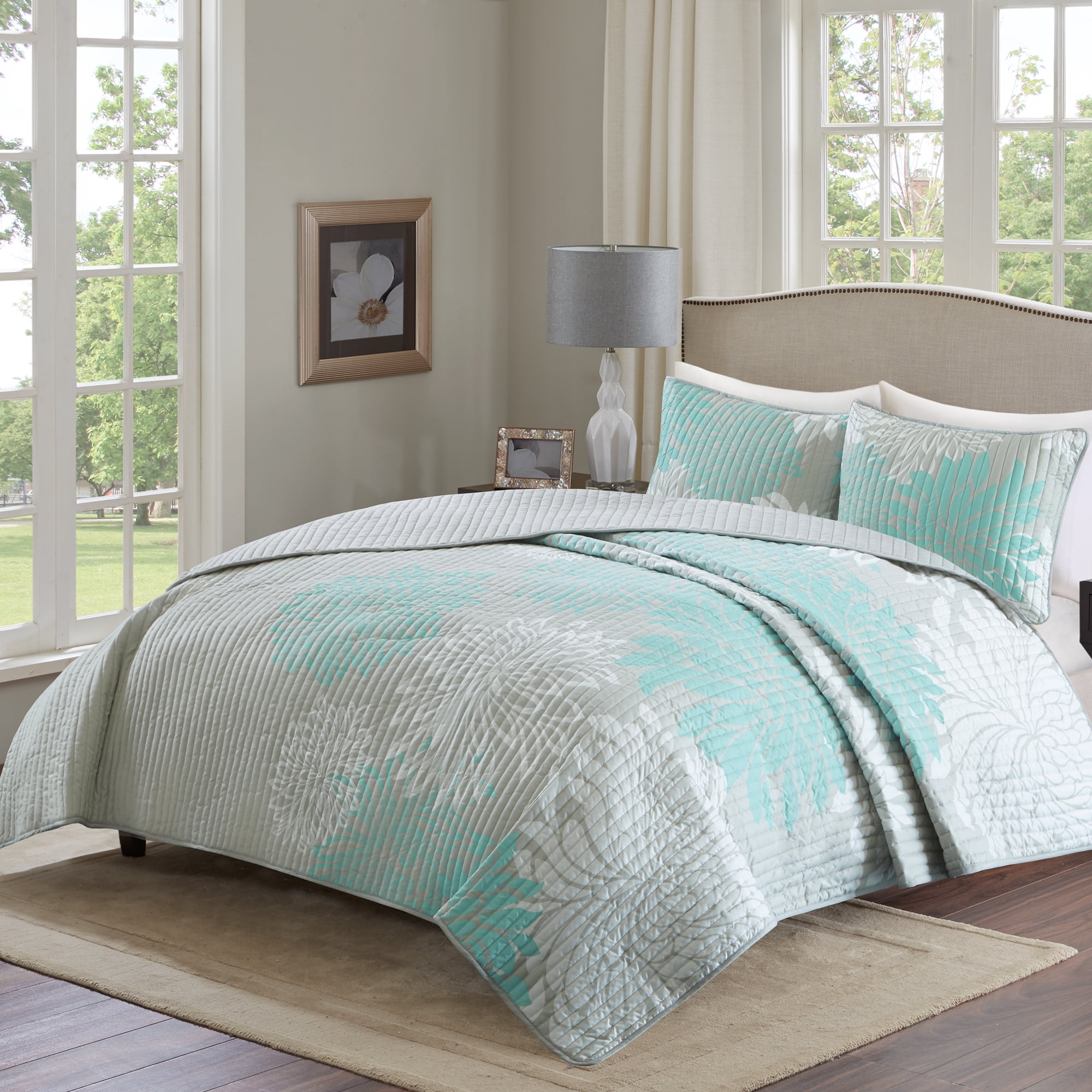 Details about   Comfort Spaces Enya Comforter Set-Modern Floral Design All Season Down Bedding, 