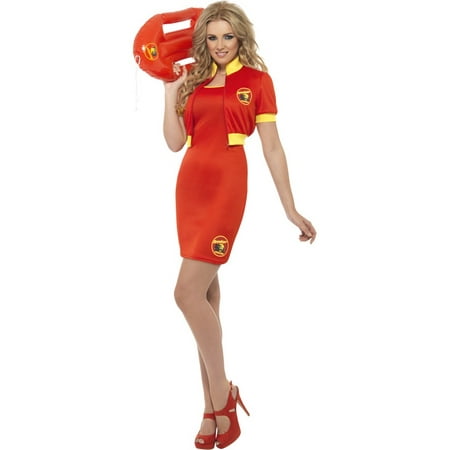 Adult's Womens  Baywatch Beach Lifeguard Red Dress And Jacket Costume