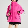 thumbnail image 5 of XPMWRP Women's Fashion Solid Color Long Sleeve Coats Zipper Outdoor Waterproof Rain Jackets Windbreaker Coat with Pocket Pink XS, 5 of 7