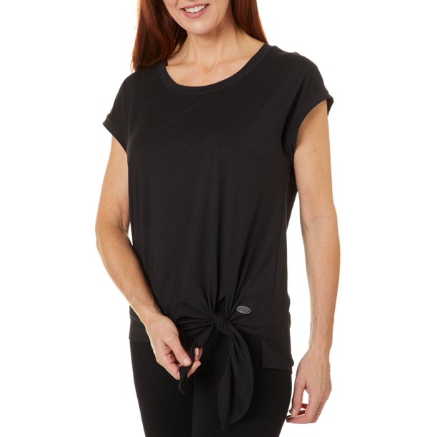 Reel Legends Womens Elite Comfort Solid Tie Front Top