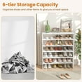 thumbnail image 6 of Stackable 6-Tier Shoe Rack, 31” Wide Freestanding Shoe Stand with Anti-Tipping Device, Space-Saving Shoe Storage for 18 Pairs, 3-in-1 Shoe Shelf Organizer for Closet Entryway Hallway (White), 6 of 9