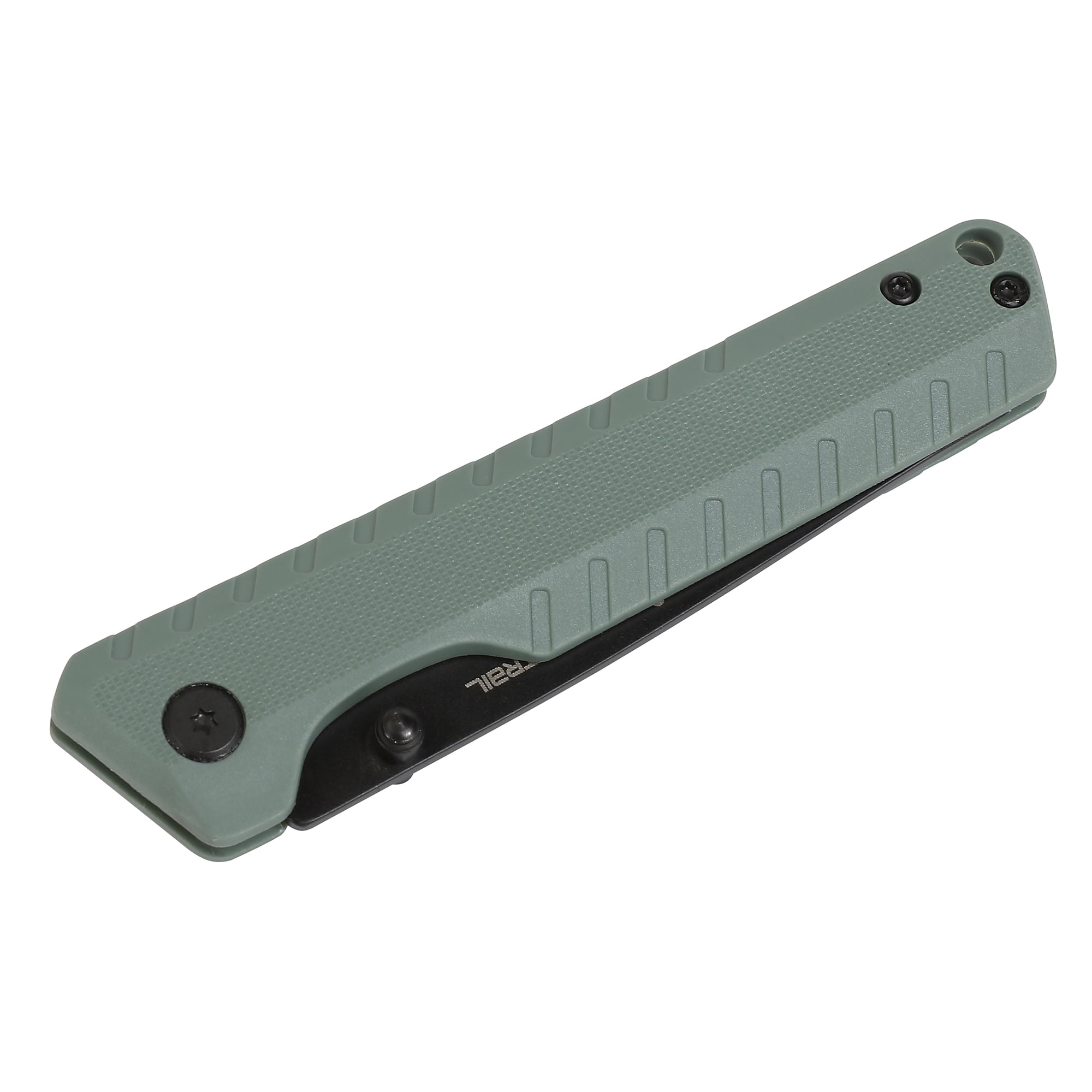 Ozark Trail Shadow 7.5 in Tanto Folding Knife, 3.25 in Stainless Steel Blade with Titanium Coating, Green