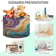 thumbnail image 4 of Round Toy Storage Basket Foldable Storage Basket for Home Decor Laundry Basket20" x 14" Marble Veins in Various Colors, 4 of 6
