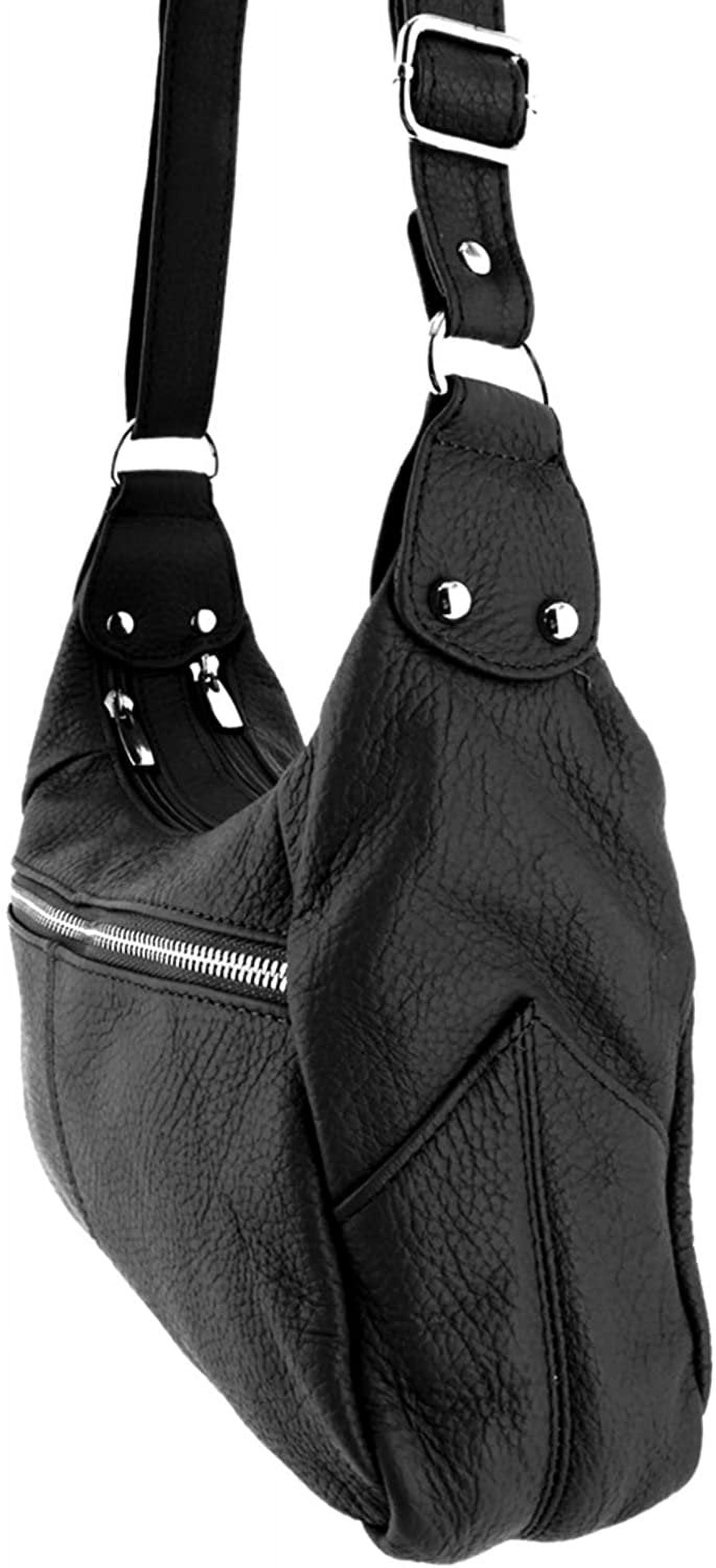 Women's Leather Medium Cross Body Purse Shoulder Ladies Handbag with Many Pockets