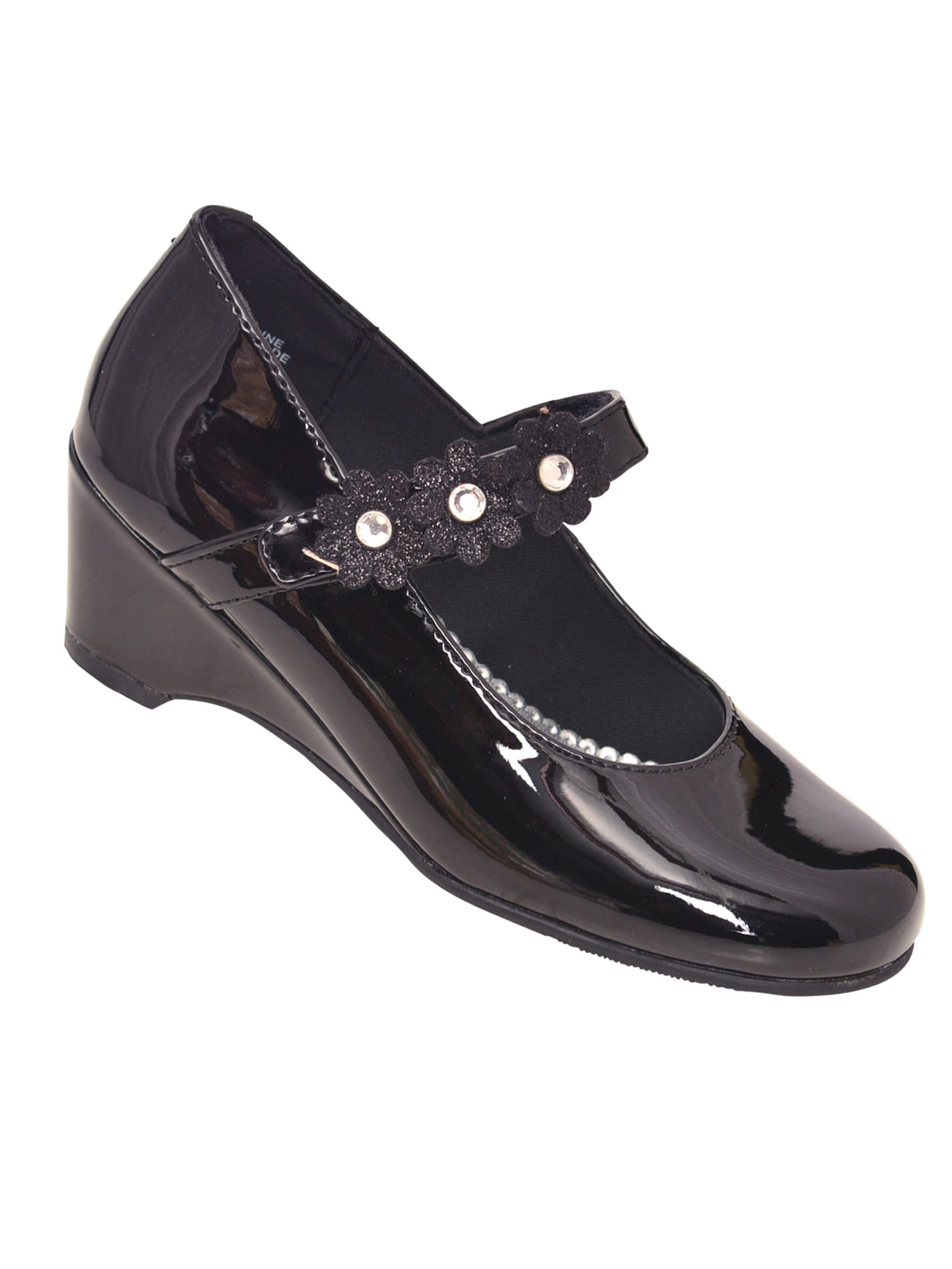 Rachel Shoes Rachel Shoes Little Girls Black Patent Flower Strap