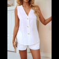 thumbnail image 4 of Conjuntos de 2 Piezas para Vacaciones de Verano para Mujer, para Playa, Viajes, Cruceros, Resorts, Camisetas Sin Mangas y Pantalones Cortos Casuales, Color XL, 4 of 10