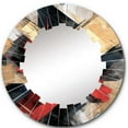 thumbnail image 2 of Designart "Depth Corner in Red and Black II" Abstract Shapes Round Wall Mirror - Modern Oval Printed Decorative Oversized Mirror - Multiple Color Options, 2 of 4