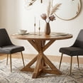 thumbnail image 2 of Roundhill Furniture Windvale Cross-Buck Base Dining Table, Oak, 2 of 10