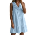 thumbnail image 6 of Yteetum Summer Dresses for Women Sleeveless V Neck Mini Dresses Sundress Casual Solid Loose Fits Lightweight Comfy Travel Vacation Dress, 6 of 8