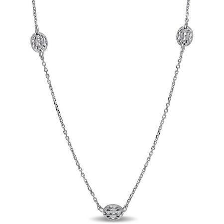 Miabella 1/3 Carat T.W. Diamond 14kt White Gold Vintage Station Necklace, 32