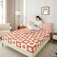 thumbnail image 4 of Castle Fairy Geometric Plaid 4-Piece King Sheet Set: Groovy Flower Cartoon Kawaii Luxury, 4 of 7