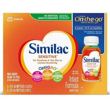 Similac Sensitive For Fussiness and Gas Infant Formula with Iron Baby Formula 8 fl oz Bottles (Pack of (Best Formula For Spit Up And Gas)