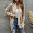 thumbnail image 6 of Idoravan Cardigans for Women Clearance Spring Women's Solid Color Recreational Lapel Mid-length Cardigan Sweater Coat, 6 of 6