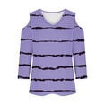 thumbnail image 4 of Lmnyox Striped T Shirt for Women Cold Summer Shoulder Blouse Loose Casual Long Sleeve V Neck Tunic Tops, 4 of 5